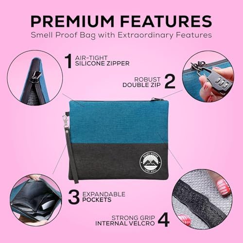 Enjoy Native Smell Proof Bag with Lock 11" x 9", Smell Proof Container, Dog Tested Odor resistant Bags, Best Zipper odor sealing pouch for Herbs, Coffee & Travel Medicine, Scent resistent Containers