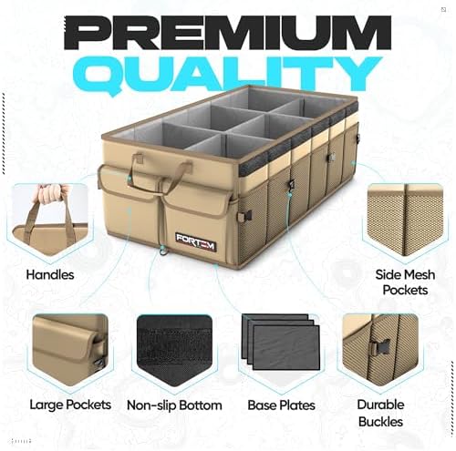 FORTEM Trunk Organizer - Foldable Car Organizer & Storage for SUVs & Trucks