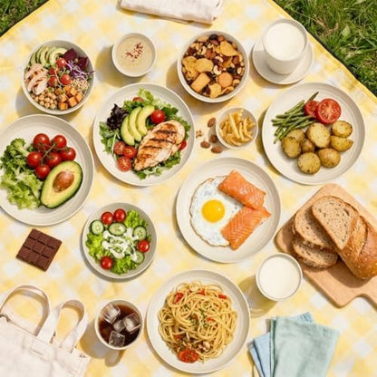 16 PCS Camping Dishes Set for 4, Unbreakable Plates and Bowls Set