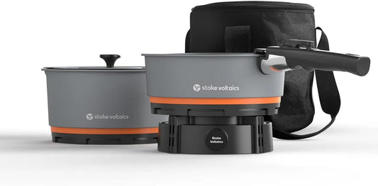 Nomad Cooking System, Electric Camping Stove 200-1000W with Pan & Pot, 120V Portable Outdoor Cooking Gear Set, Windproof Cookware for RV, EV, Overland, Vanlife, Car Camping