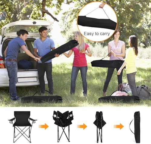 HaSteeL Camping Chairs, 4Pcs Oversized Folding Lawn Chairs for Adults