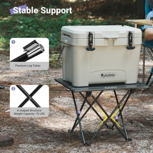 Byliable Camping Side Folding Table, Portable Camp Aluminum Table, Black