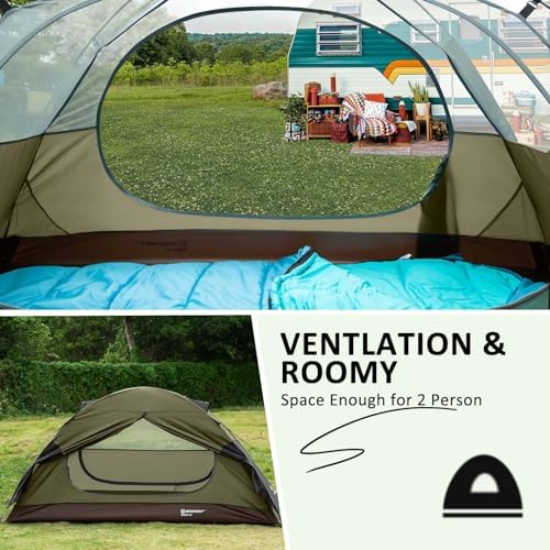 Bessport Camping Tent 1/2 Person Tent Waterproof Two Doors Backpacking Tent Easy Setup Lightweight for Outdoor, Hiking Mountaineering Travel