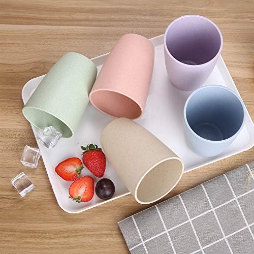 Wheat Straw Dinnerware Sets for 4 (Reusable Plates, Bowls & Cups) - Lightweight Unbreakable Dinner Camping Dishes - Dishwasher & Microwave Safe, Eco Friendly(12Pcs/Beige)