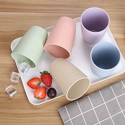 Wheat Straw Dinnerware Sets for 4 (Reusable Plates, Bowls & Cups) - Lightweight Unbreakable Dinner Camping Dishes - Dishwasher & Microwave Safe, Eco Friendly(12Pcs/Beige)
