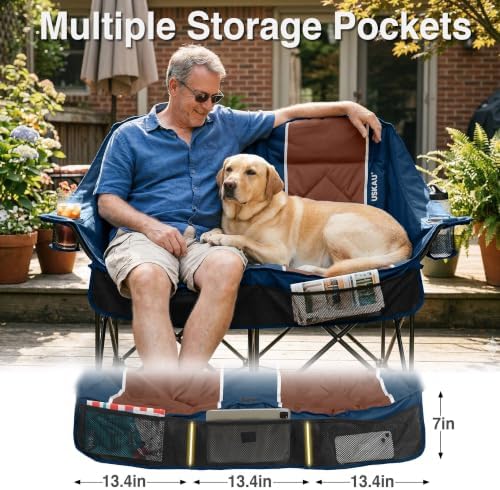 Oversized Double Camping Chair - 2 Person Folding Loveseat for Campfire Snuggle Freedom, Heavy Duty 660LBS Support with Frustration-Free Oversized Carry Bag, Perfect for Couples, Dogs & Sports