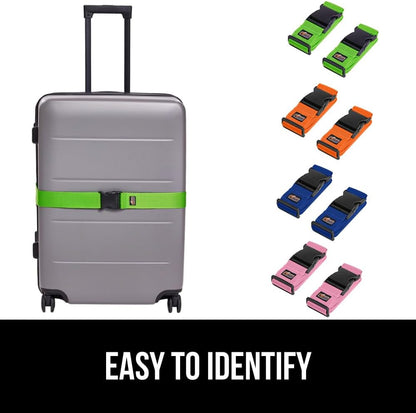 GORILLA GRIP Heavy Duty 8 Pack Adjustable Luggage Straps for Suitcases, Easy to Identify Travel Belt Connector Holds Suitcase Together, Extends Life of Bag, Strap Connects Two Bags, Multicolor