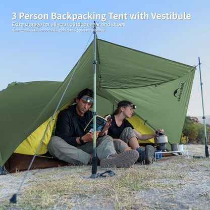 Naturehike Mongar Upgraded 1/2/3 Person Backpacking Tent,Waterproof Lightweight Camping Tent with Footprint
