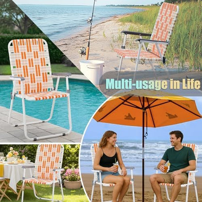 Outvita Webbed Lawn Chairs Set of 2, Easy Open & Lightweight Orange