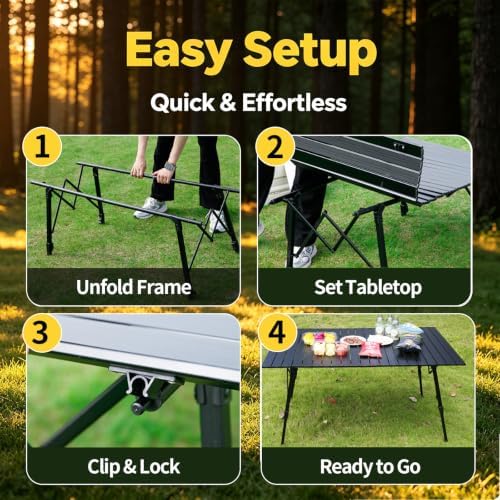 JOUYEK Folding Outdoor Camping Table, Lightweight Aluminum Camp Table Black