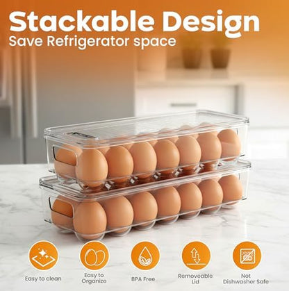 Utopia Home Egg Holder for Fridge, Stackable Egg Container, 1 Pack, Clear