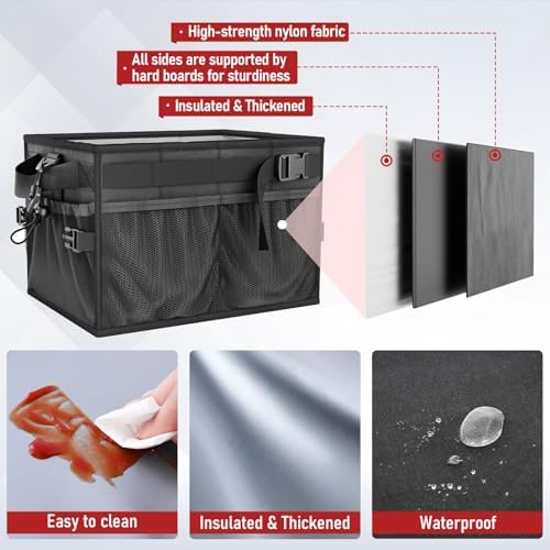 FANGSUN Grill Caddy, Foldable BBQ Caddy with Paper Towel Holder, Black