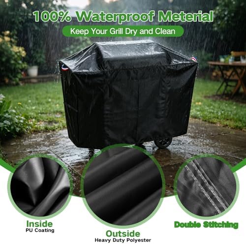 44 Inch Grill Cover for Charcoal Grills with Two Side Tables