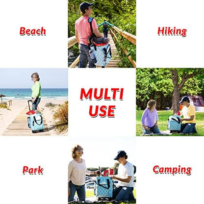 dbest Products Ultra Compact Cooler Smart Cart 360 Insulated Collapsible Rolling Tailgate BBQ Beach, Moroccan Tile