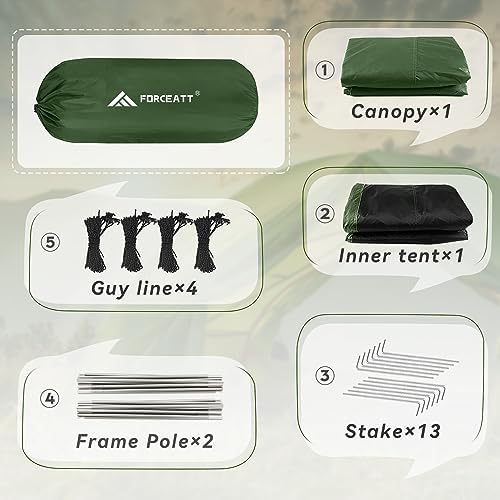 Forceatt Camping Tent 2/3/4 Person, Professional Waterproof & Windproof Lightweight Backpacking Tent Suitable for Outdoor,Hiking,Camping, Mountaineering and Travel