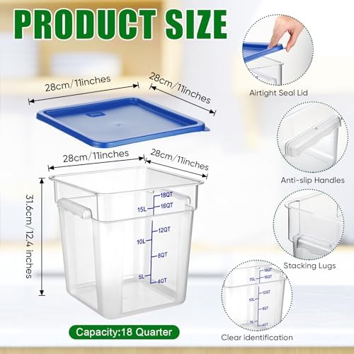 FoldTier 2 Pcs Square Food Storage Containers, Blue, 18 Qt