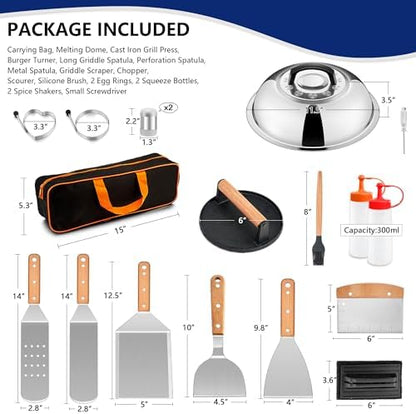 Joyfair 18Pcs Griddle Accessories Kit for Blackstone, (Wooden Handles)