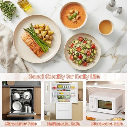 16pcs Plastic Dinnerware Set for 4 People Camping Plates and Bowls Set