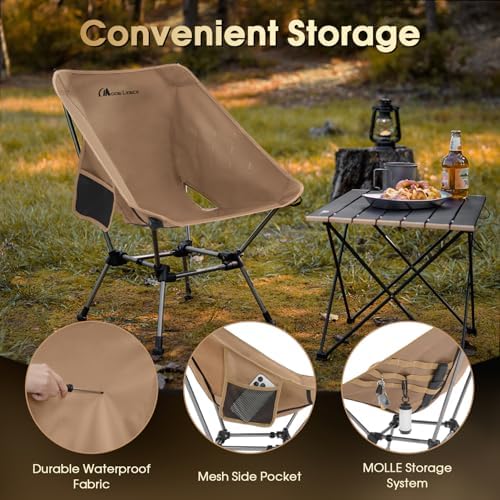 MOON LENCE Portable Camping Chair Plus, Larger & Roomier, Compact and Lightweight, Folding Chair for Backpacking Hiking Beach, Ultralight Camp Chair 330Lbs Capacity