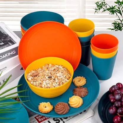Supernal 32-Piece Unbreakable Wheat Straw Dinnerware Set,Service for 8