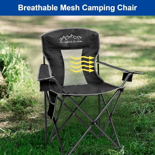 Camping Chairs Outdoor Portable Folding Chair with Mesh Back, Black