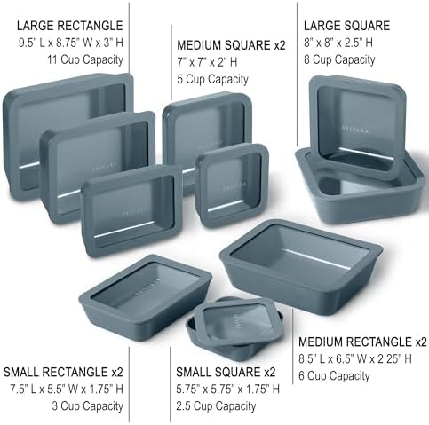 20-Piece Glass Food Storage Containers Set with Lids (10 Containers + 10 Lids) | Microwave-Safe Airtight Seal, Oven-Safe Ceramic-Coated Glass | Zero Plastic, No PFAS/PFOA/BPA [Dusk]