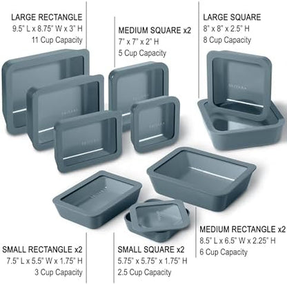 20-Piece Glass Food Storage Containers Set with Lids (10 Containers + 10 Lids) | Microwave-Safe Airtight Seal, Oven-Safe Ceramic-Coated Glass | Zero Plastic, No PFAS/PFOA/BPA [Dusk]