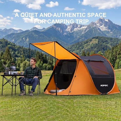 Pop Up Camping Tent, 2/4/6 Person Instant Tent Waterproof PU4500mm, Spacious Ventilated Camping Tent with Front Porch, Quick Setup Lightweight Portable for Outdoor Camping Hiking Beach