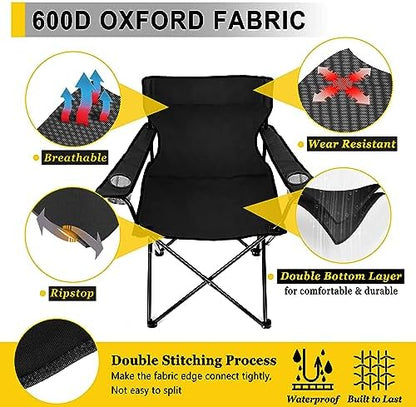 Joyfair Camping Chairs for Lawn & Beach, Large for Adults, Black