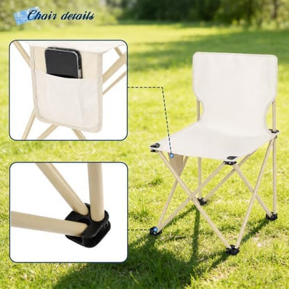 Camping Table with 4 Chairs, Portable Folding Picnic Table Set-Beige
