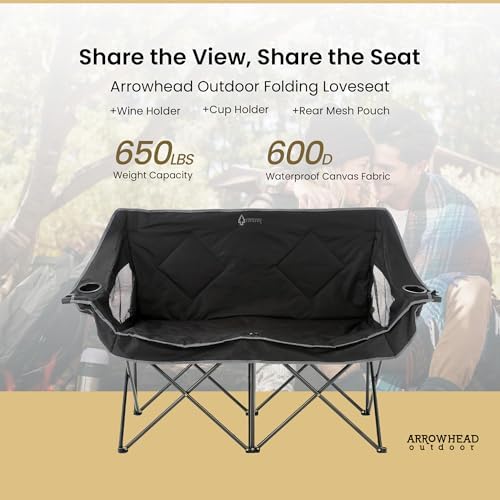 ARROWHEAD OUTDOOR Portable Folding Double Duo Camping Chair Loveseat