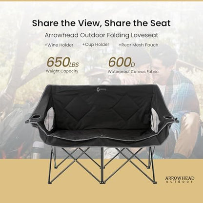 ARROWHEAD OUTDOOR Portable Folding Double Duo Camping Chair Loveseat