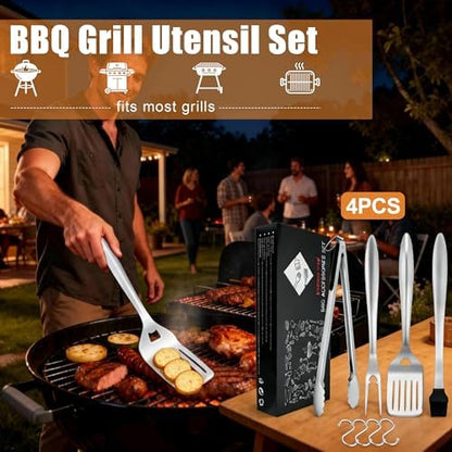 HaSteeL BBQ Accessories, 18In Grill Tools for Outdoor Grill - 4 Pack