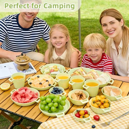Dinnerware Set for 4, 21-Piece Unbreakable Plates and Bowls Set