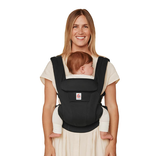 Ergobaby Omni Deluxe Baby Carrier Newborn to Toddler - Breathable Baby Carriers for Summer - All-Position Carrier with Enhanced Lumbar Support & Airflow (7-45 Pounds), Cotton, Onyx Black