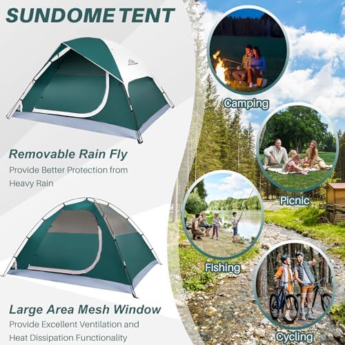 JELUCAMP 1/2/4/6 Person Dome Tents for Camping Lightweight Backpacking Tent