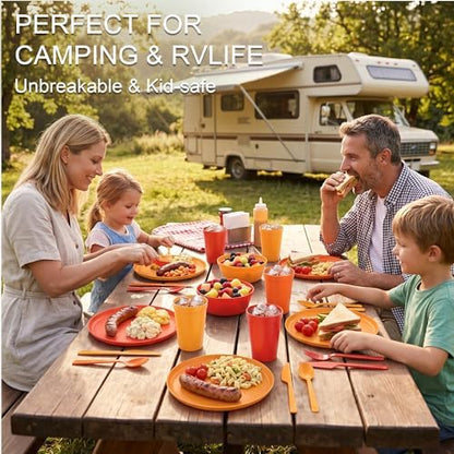 42 Piece Dinnerware Set for 6, Unbreakable Plates and Bowls Sets