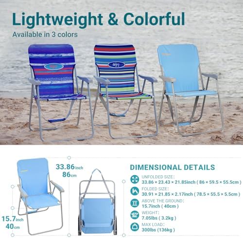 #WEJOY Folding Beach Chairs for Adults, High Back Lightweight for Camp Lawn