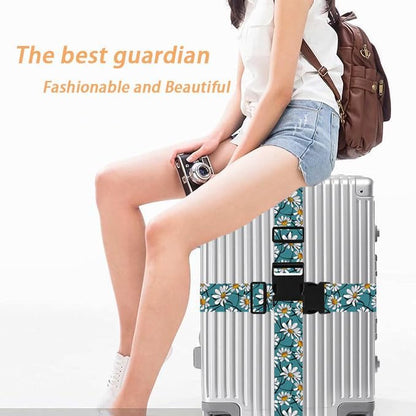 White Daisy Luggage Straps for Suitcases TSA Approved, Luggage Identifiers for Suitcase, Adjustable Suitcase Strap for Baggage Security with Cute Patten, Travel Necessary Accessories (2 Pack)
