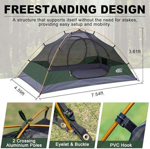 camppal 2 Person Backpacking Tent Waterproof Lightweight 2 Man Camping Tent