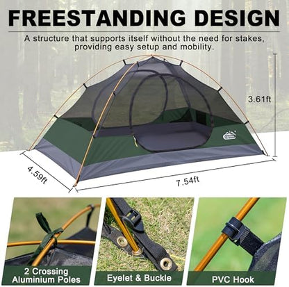 camppal 2 Person Backpacking Tent Waterproof Lightweight 2 Man Camping Tent