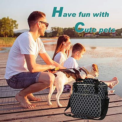 BAGLHER Dog Travel Bag, Pet Travel Bag (ALL Pet Travel Supplies), With 2 Pet Food Containers and 2 Collapsible Silicone Bowls; Essential Kits for Travel DLblack