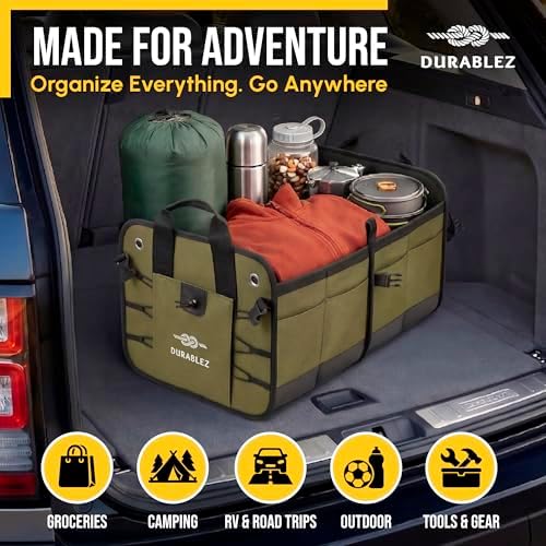 Car Trunk Organizer, Covering Net, Collapsible, Foldable, Military Green