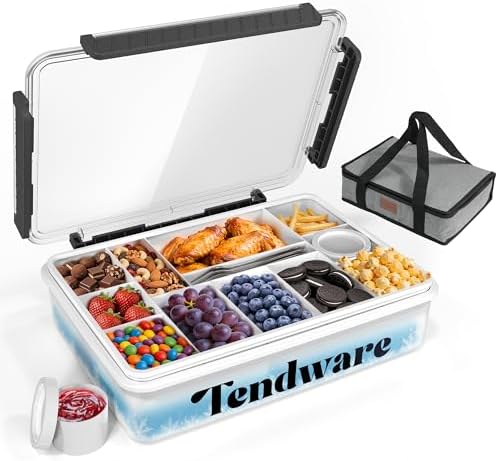 Chilled Snackle Box Container with Ice Pack, Divided Tray with Clear Lid & Bag, 8+Hrs Cooling, Beach Road Trip Essential for Family, Travel Snack Container for Picnic Camping Tailgate, Gifts for Women
