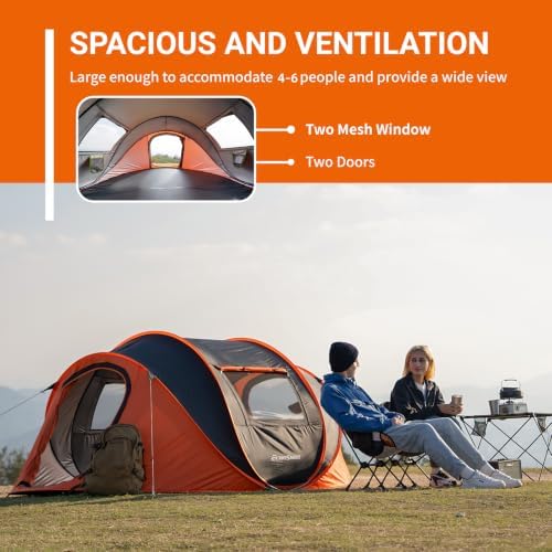 EchoSmile Instant Pop Up Camping Tent, 2/4/6 Person Easy Setup Tent