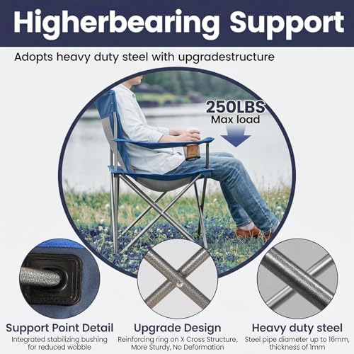 Camping Chair Set of 3,Outdoor Folding Camping Chairs with Cup Holder & Carry Bag for Sports,Hiking,Picnic,Includes Two Foldable,Breathable Camping Chair and a Larger Table Support up to 250lbs