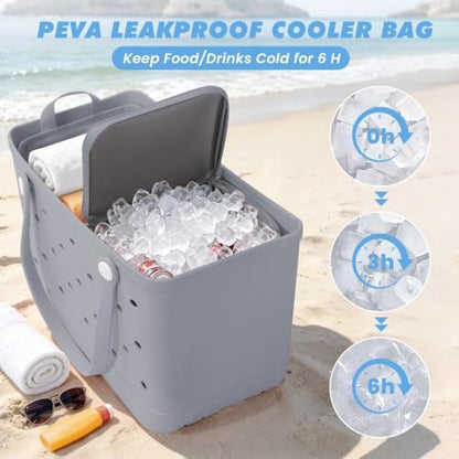 Cooler Organizer Insert Compatible with Bogg Bag XL, Leak-Proof Ice Chest Beach Bag with Removable Divider, Zippered Pouch, Portable Travel Organizer for Beach, Picnic, Camping, Pool