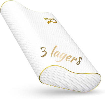 Royal Therapy Travel Memory Foam Pillow, Neck Pillow Bamboo Adjustable Side Sleeper Pillow (Travel 18 x 12 x 5)