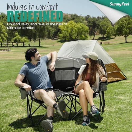 SUNNYFEEL Double Camping Chair Oversized Loveseat for Adults