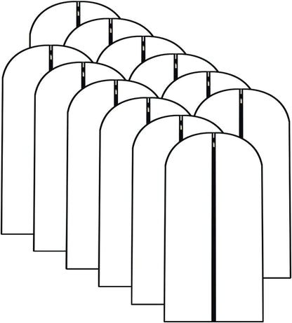 Garment Bags for Hanging Clothes 12 PCS Transparent Waterproof Dustproof Storage for Wardrobe Storage Suit Covers for Closet Clear Reuse Full Zipper for Costumes Suits Coats 24''x48''